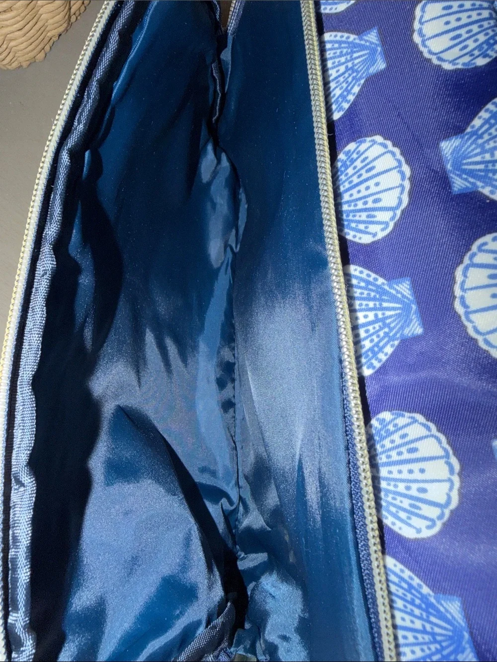 Dabney Lee Navy & White Shell Print Double-Zip Cosmetic Bag